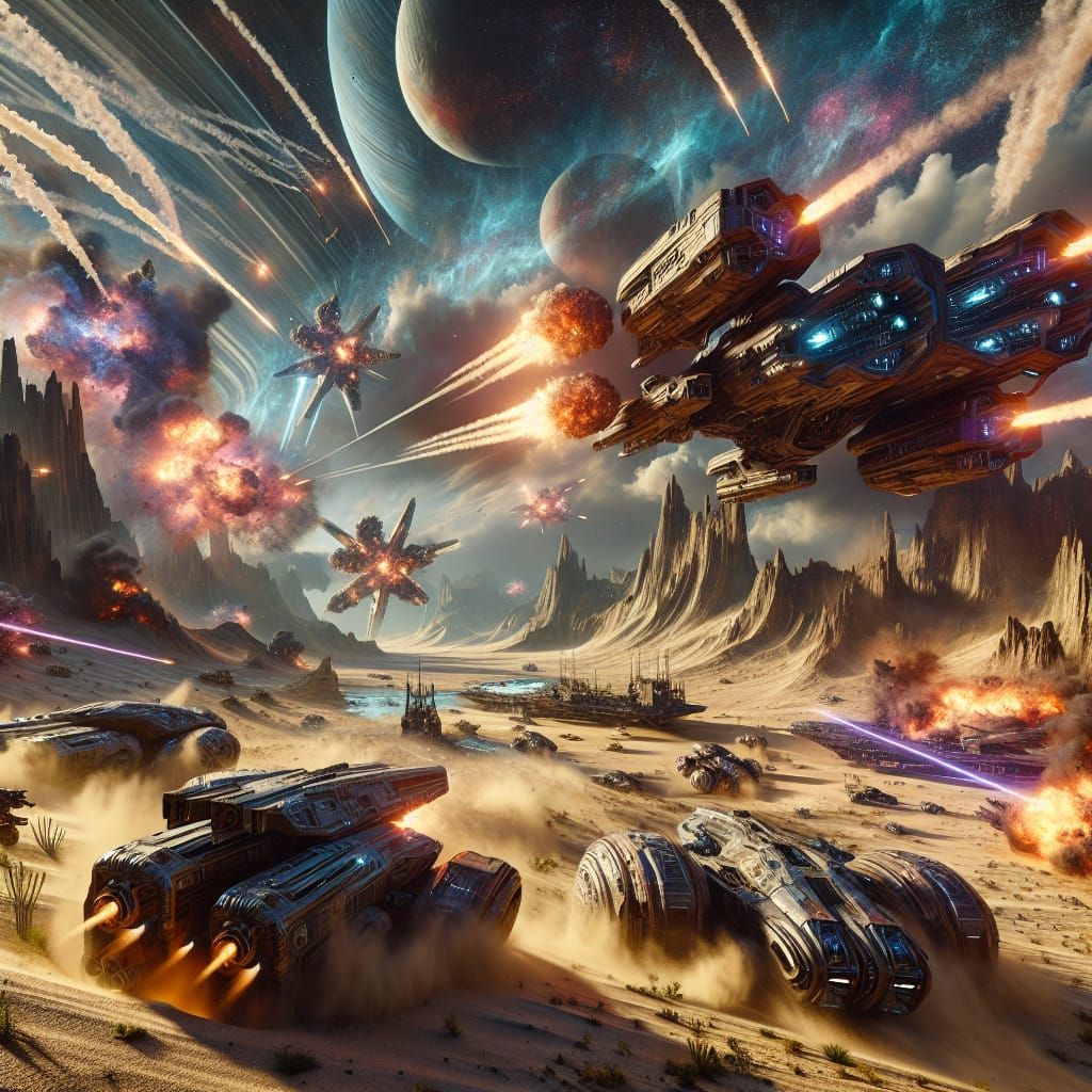 Intense Interstellar Battle on Alien Planet