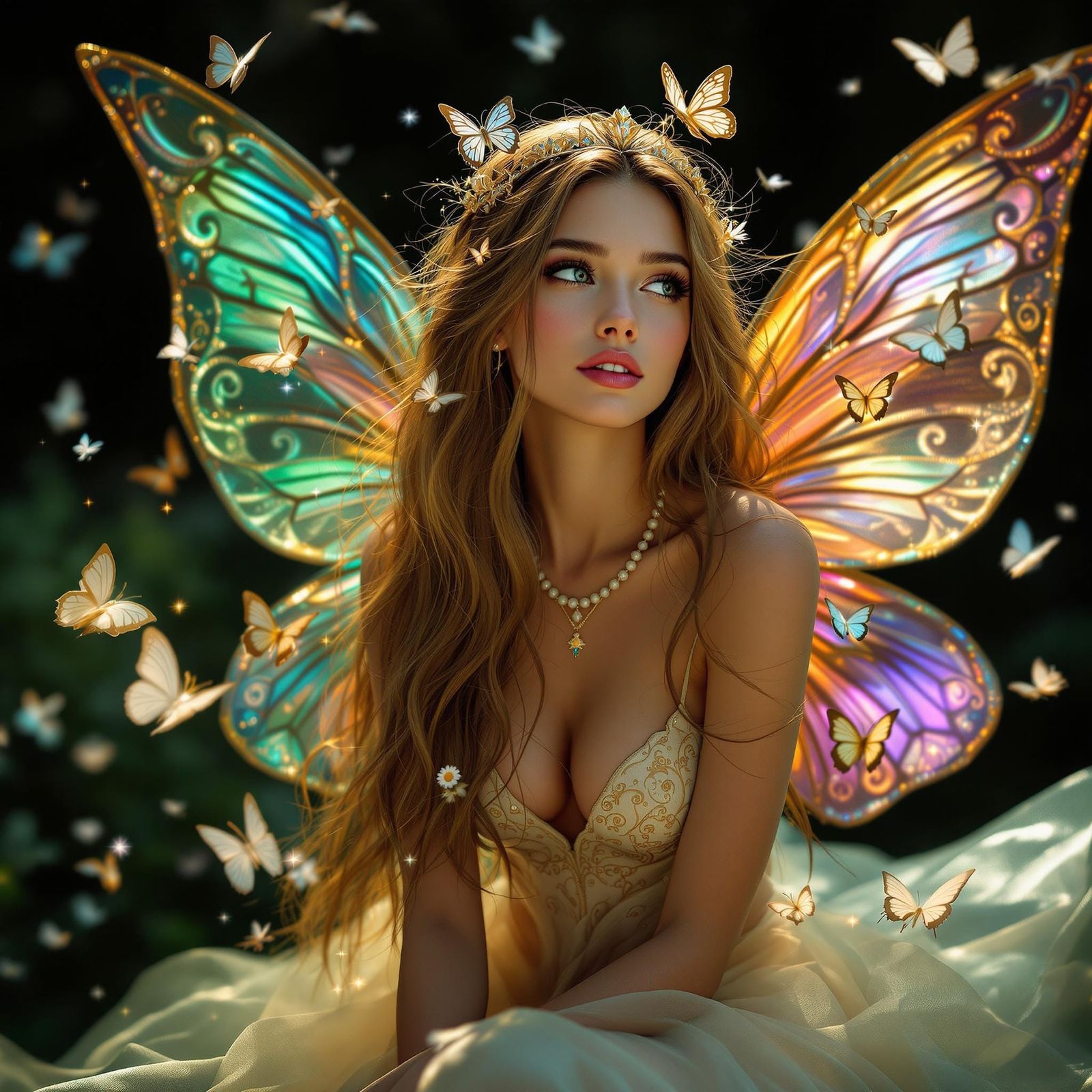 Enchanting Fairy in Sunlit Forest Glade