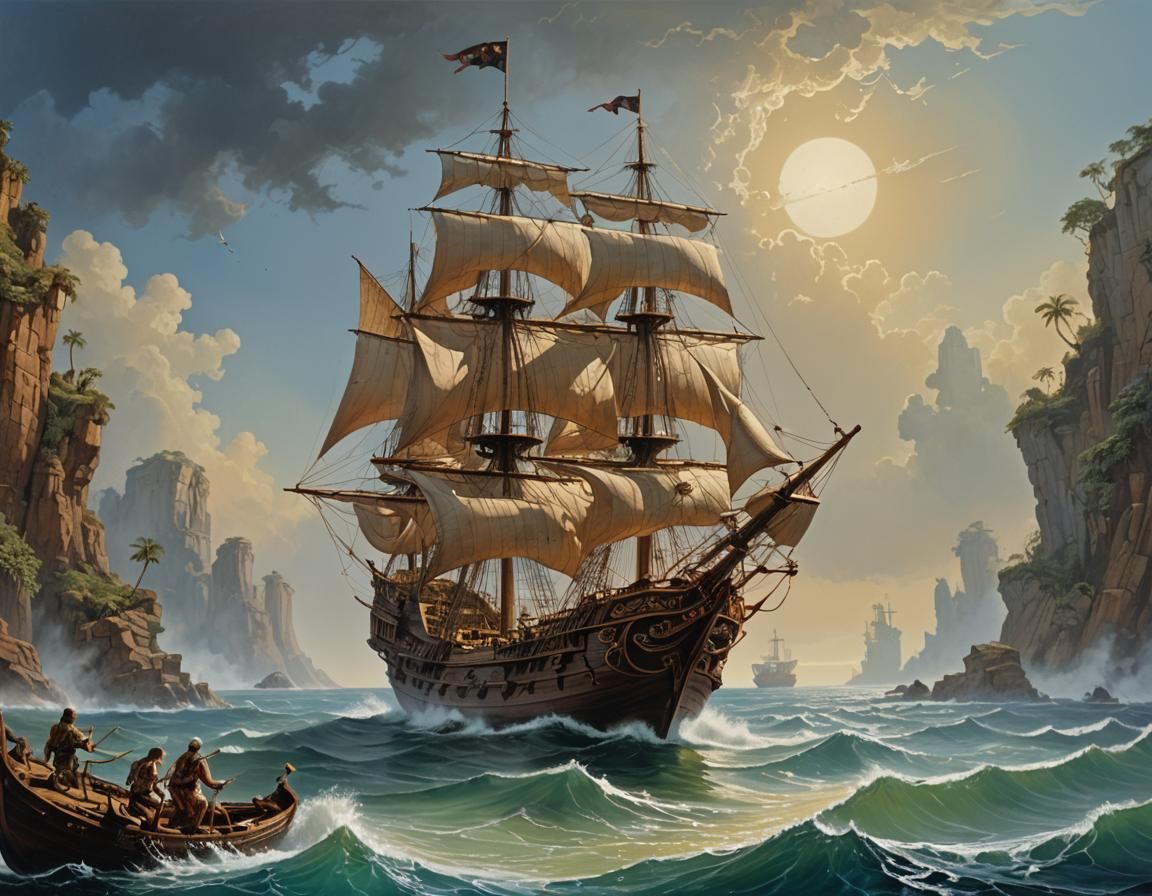 Caravel Arriving to Uncharted Territory, Roger Dean Style