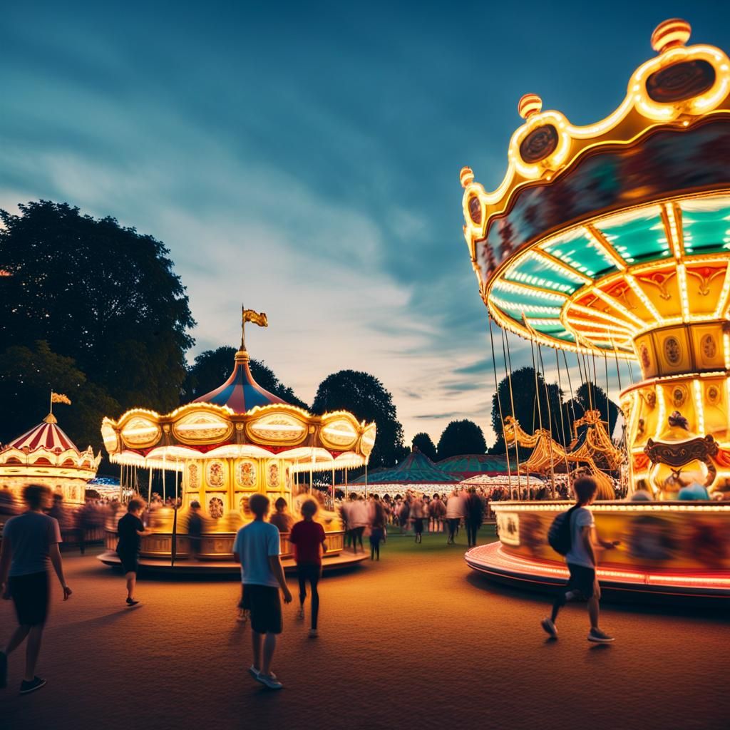 Victoria Park Fairground Rides at Dusk