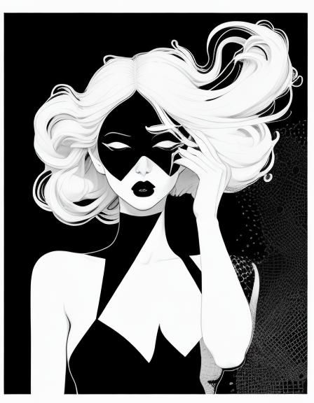 Minimalist Female Silhouette Line Art in Pop Style