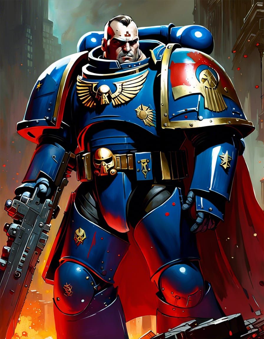 Warhammer 40k Space Marine with Power Axe
