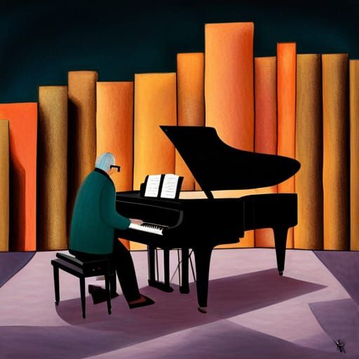 Pianist in Concert: Alcohol Ink Drawing