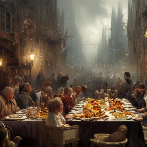 Thanksgiving Feast: Detailed Matte Painting in Unreal Engine