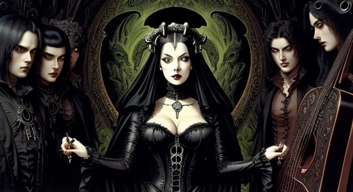 Gothic Rococo Pinup Vintage Illustration