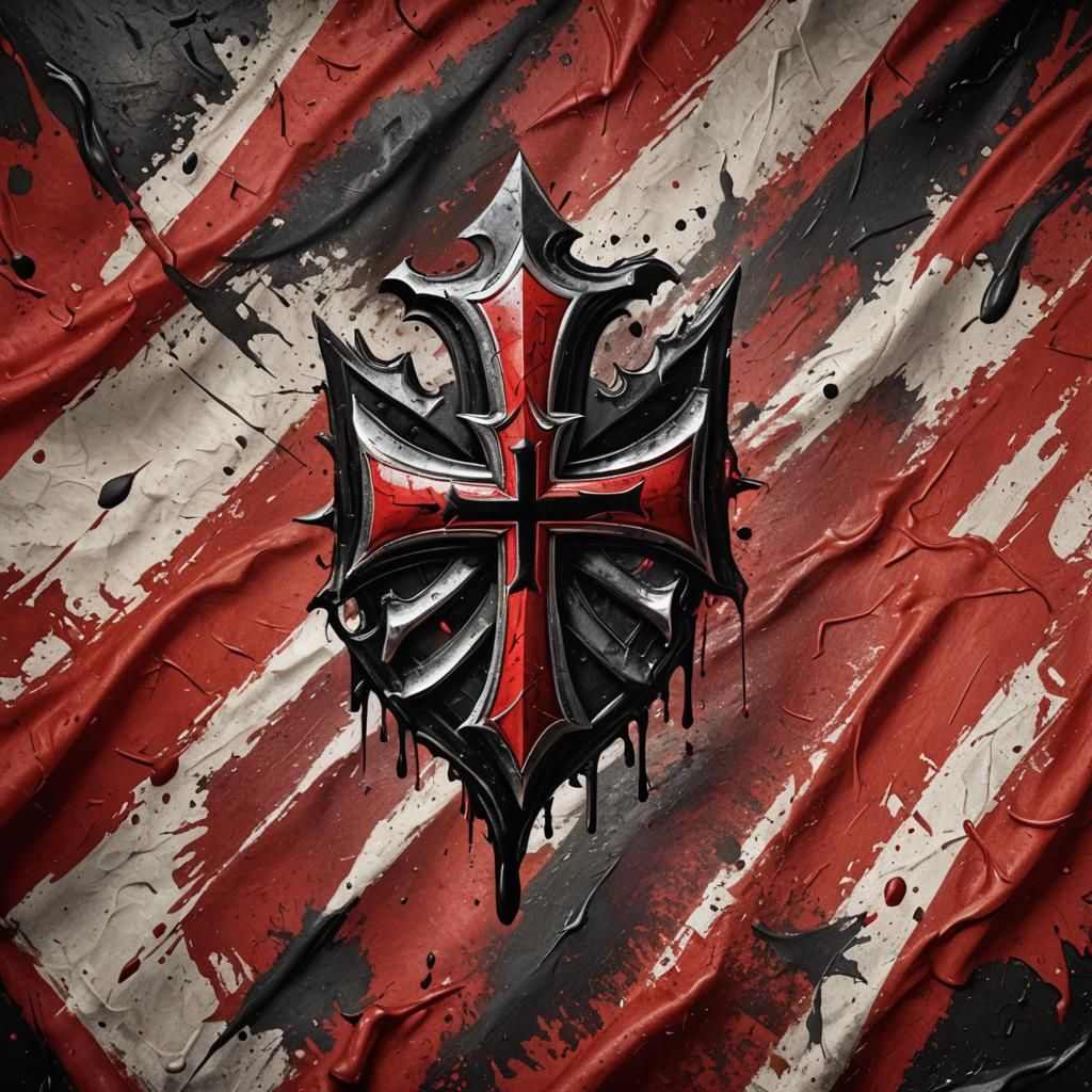 Waving Knights Templar Flag in Splash Art Style
