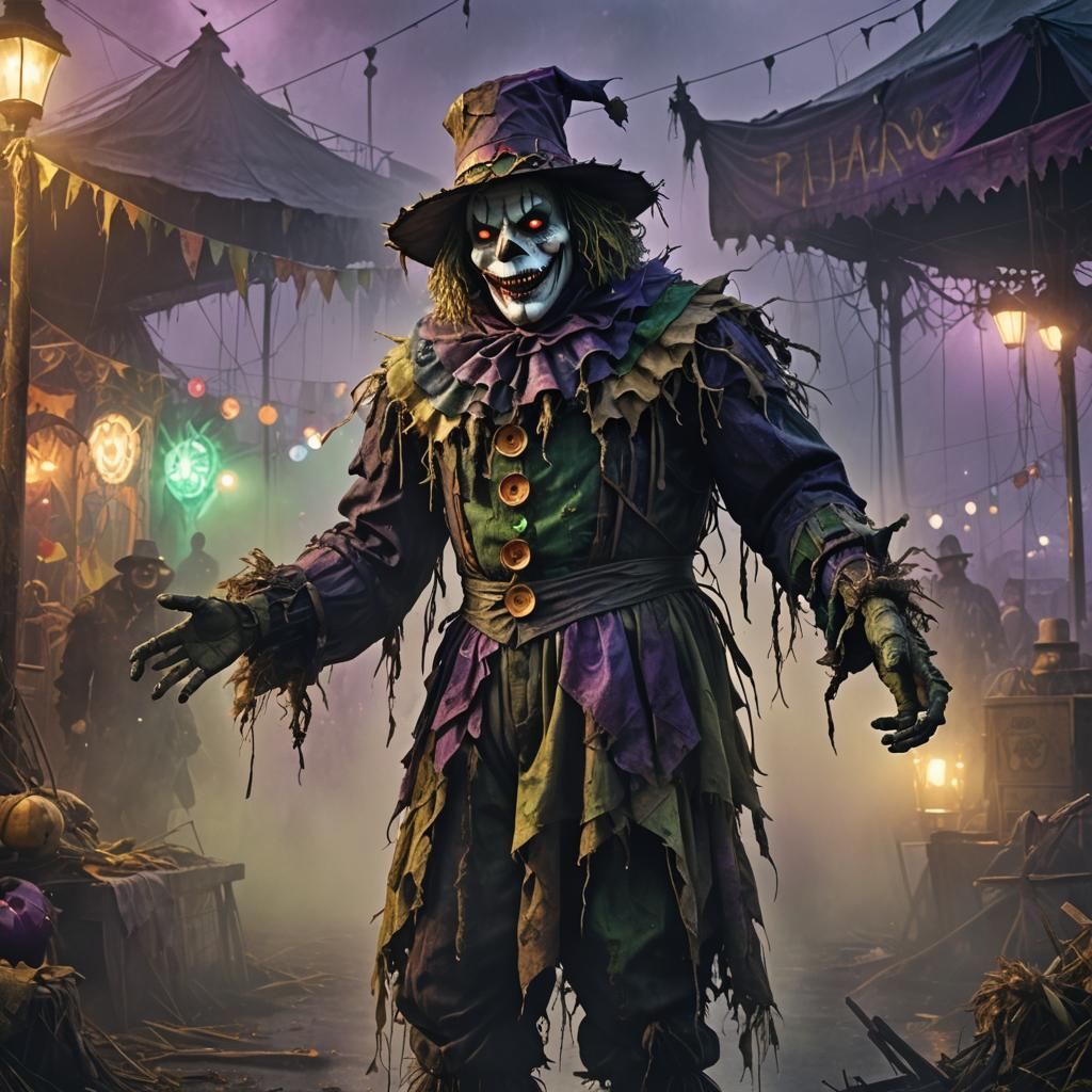 Giant Scarecrow Clown in Abandoned Carnival