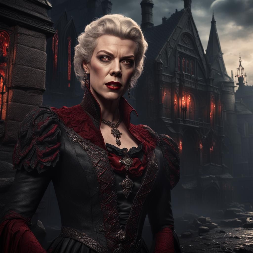 Hannah Waddingham as a Detailed Vampire Painting