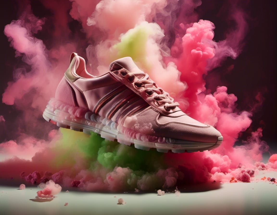 Designer Shoes of Colored Smoke in Glamorous Closet