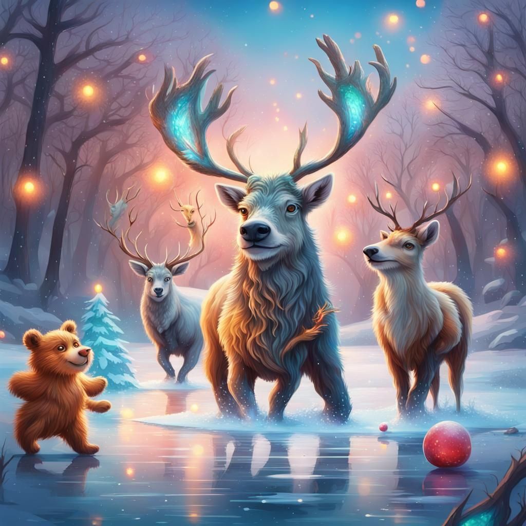 Dancing Animals on a Frozen Lake