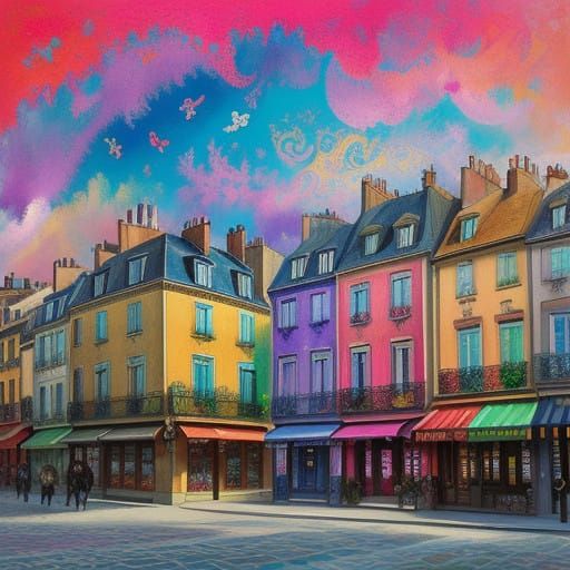Dreamy Parisian Streetscapes in Vibrant, Swirling Colors