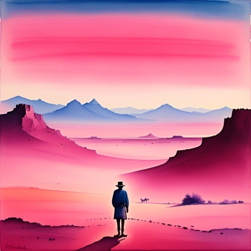 Dreamlike Nostalgic Landscape in Pastel Acrylics