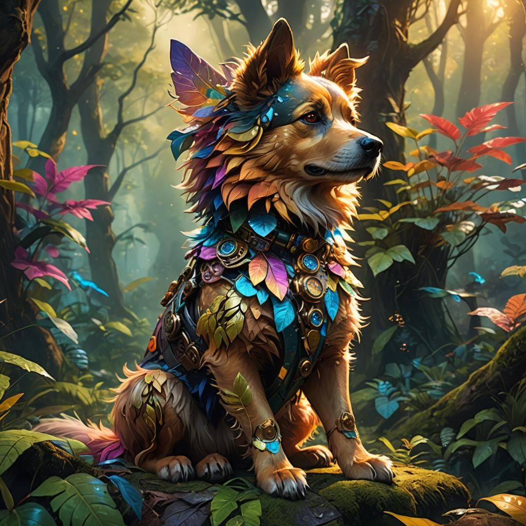 Caramelo Dog in Mystical Forest: Concept Art