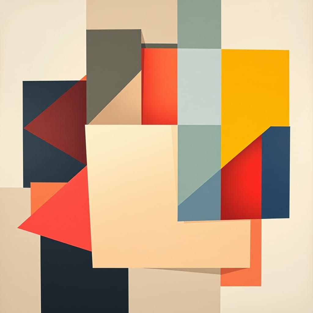 Modern Geometric Painting with Neon Accents