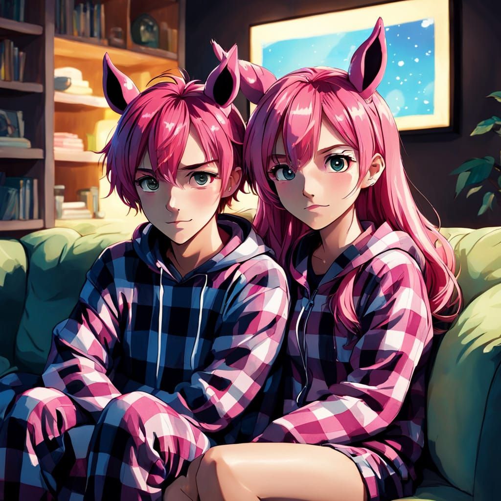 Adorable Anime-Inspired Scene of Girls with Horse Ears