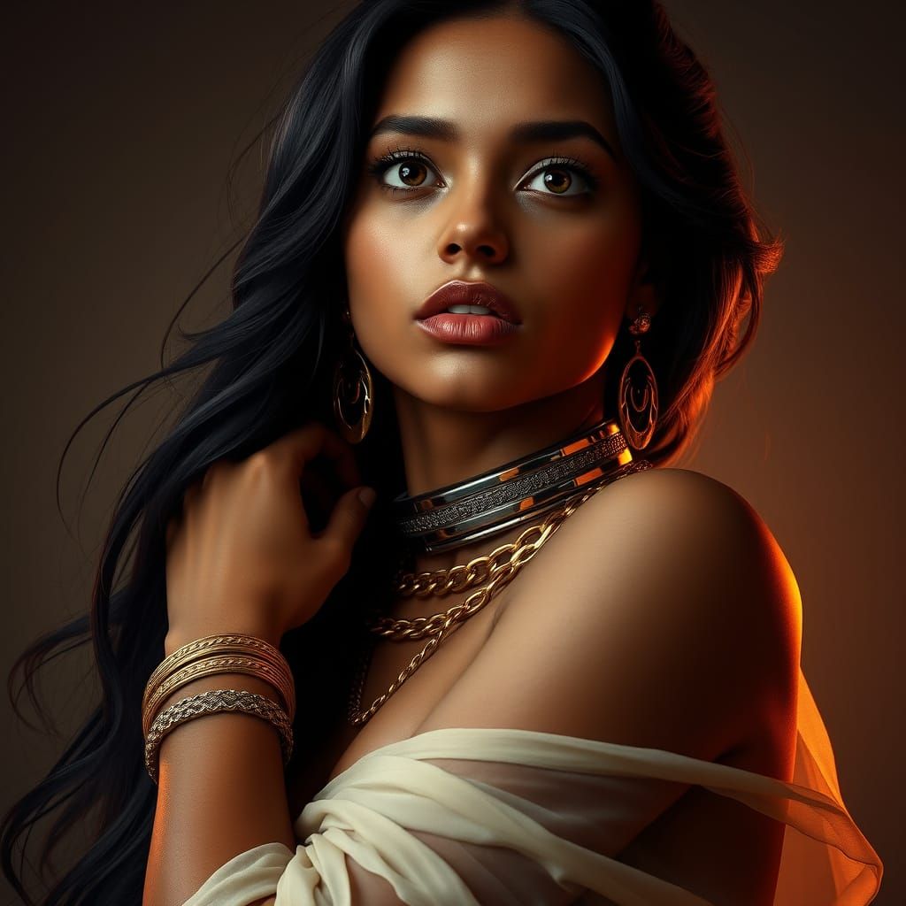 Cyberpunk Goddess in Golden Chains