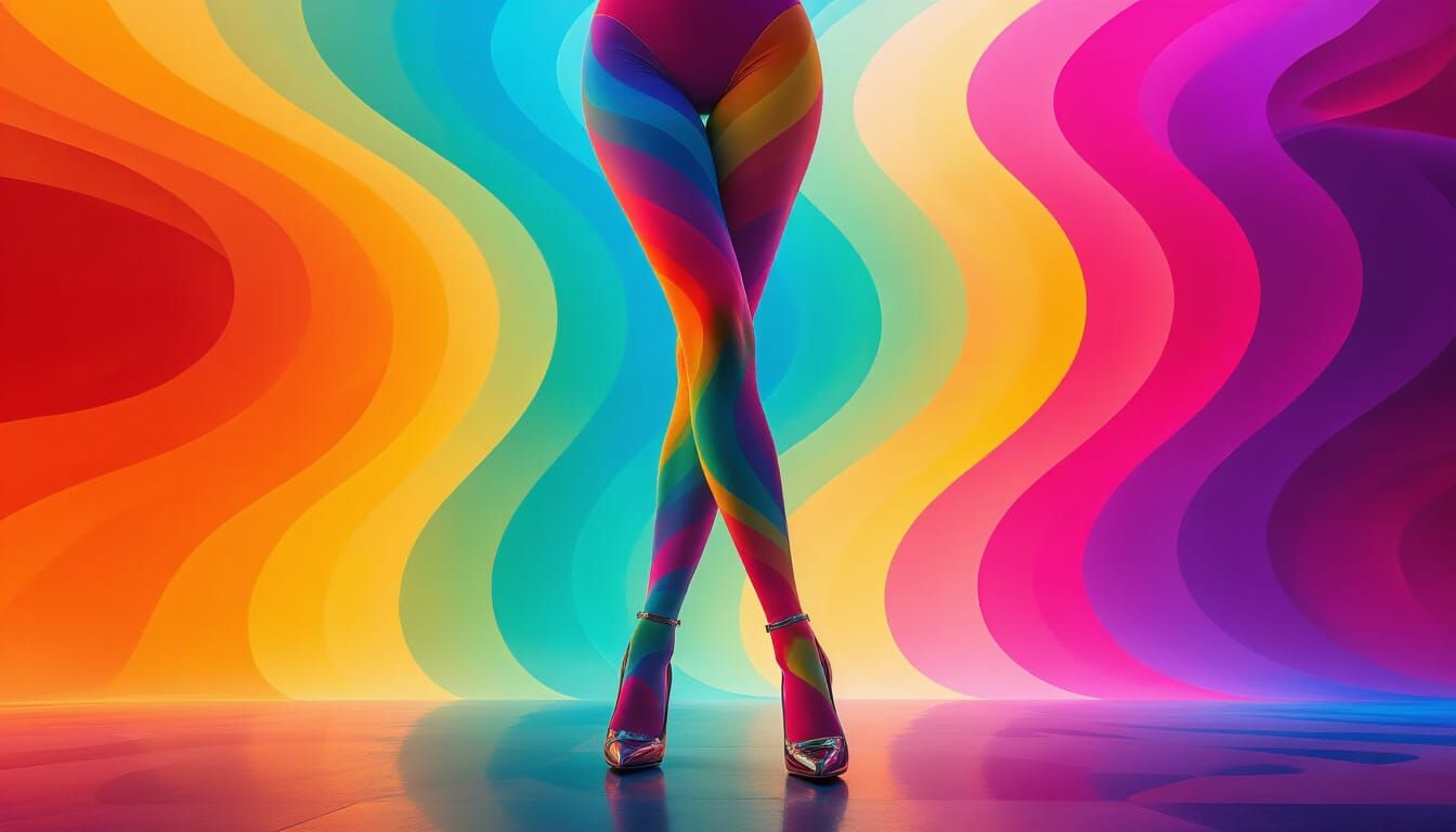 Abstract Stockings on Surreal Iridescent Woman