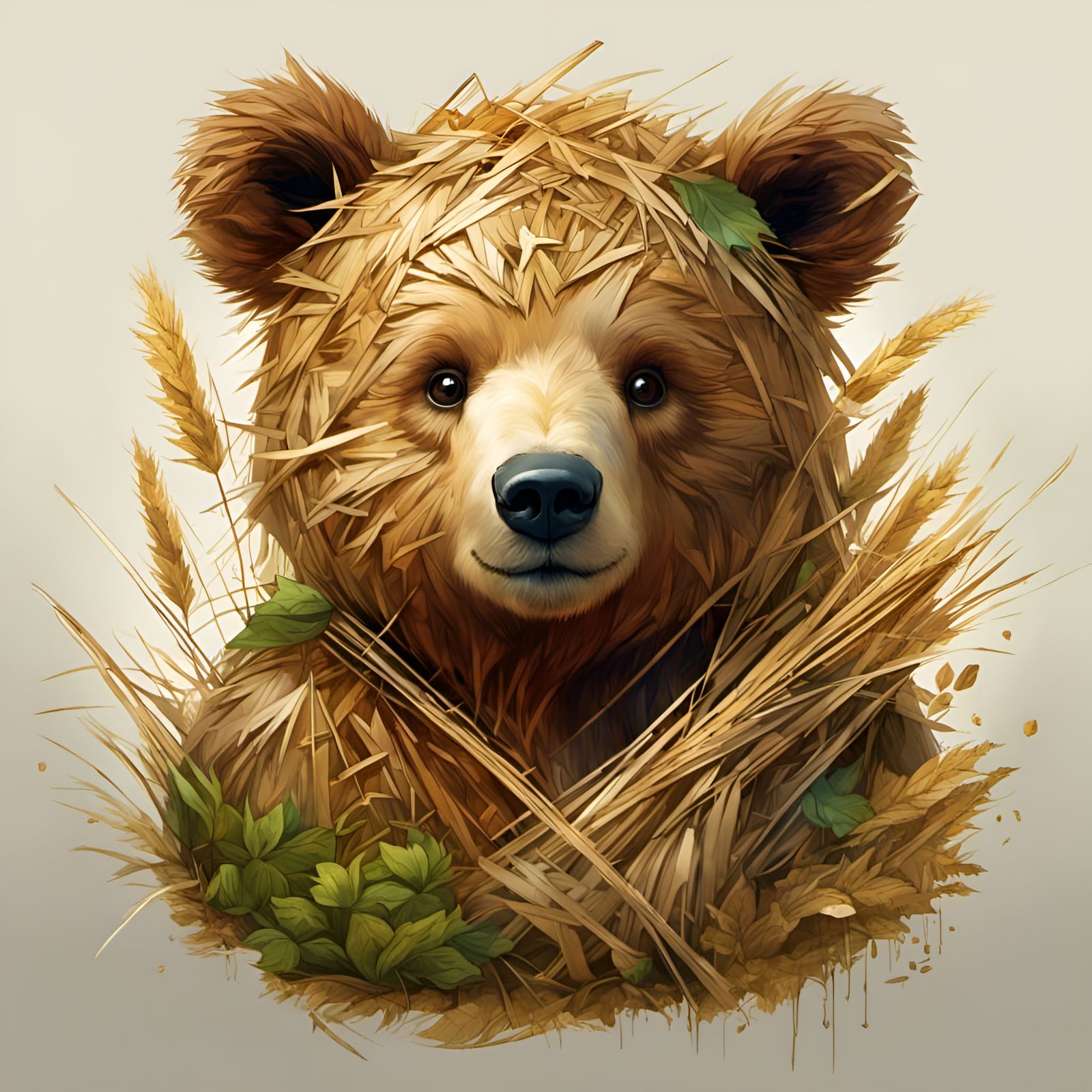Adorable Straw Chibi Bear Portrait