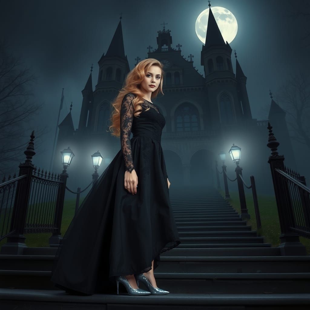 Gothic Cinderella in a Spooky Castle
