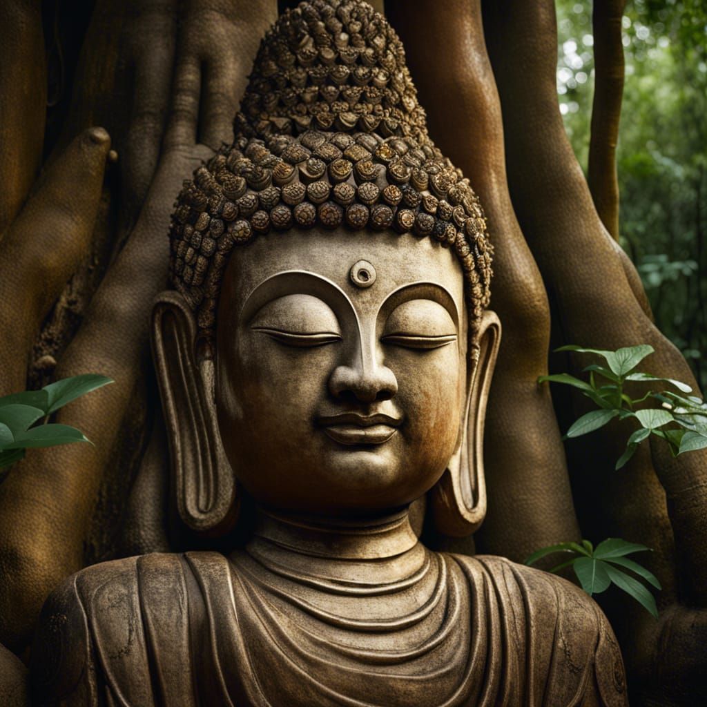 Detailed Ancient Buddha Temple in Jungle Photo