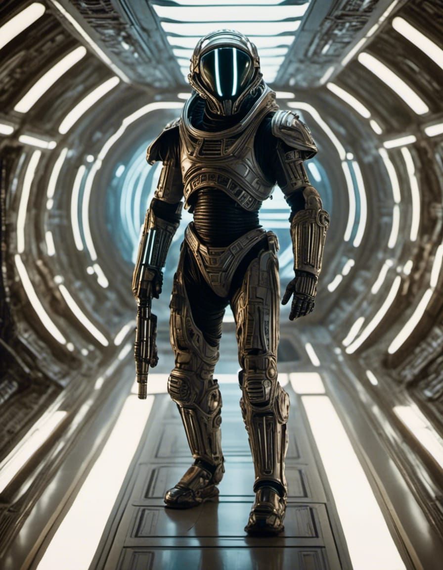 Futuristic Super Soldier with Lightsaber in Biopunk Style