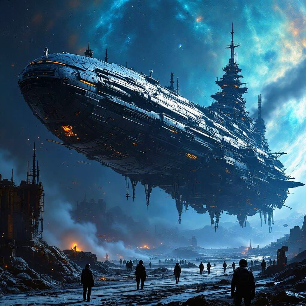 Epic Sci-Fi Spaceport on Saturn Moon