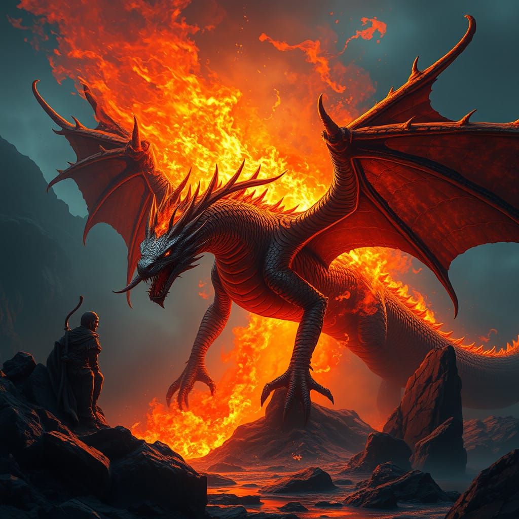 Epic Black Dragon Erupts in Fiery Splendor