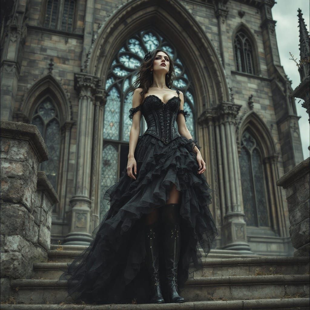 Ethereal Woman in Gothic Church