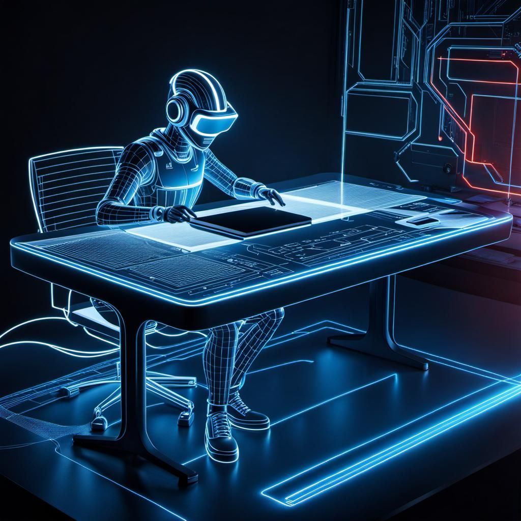 Futuristic AI Robot Drawing with Lasers