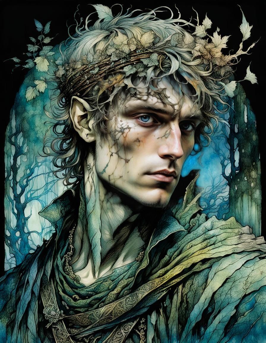 Medieval Fairy King in Deep Color, Detailed Art