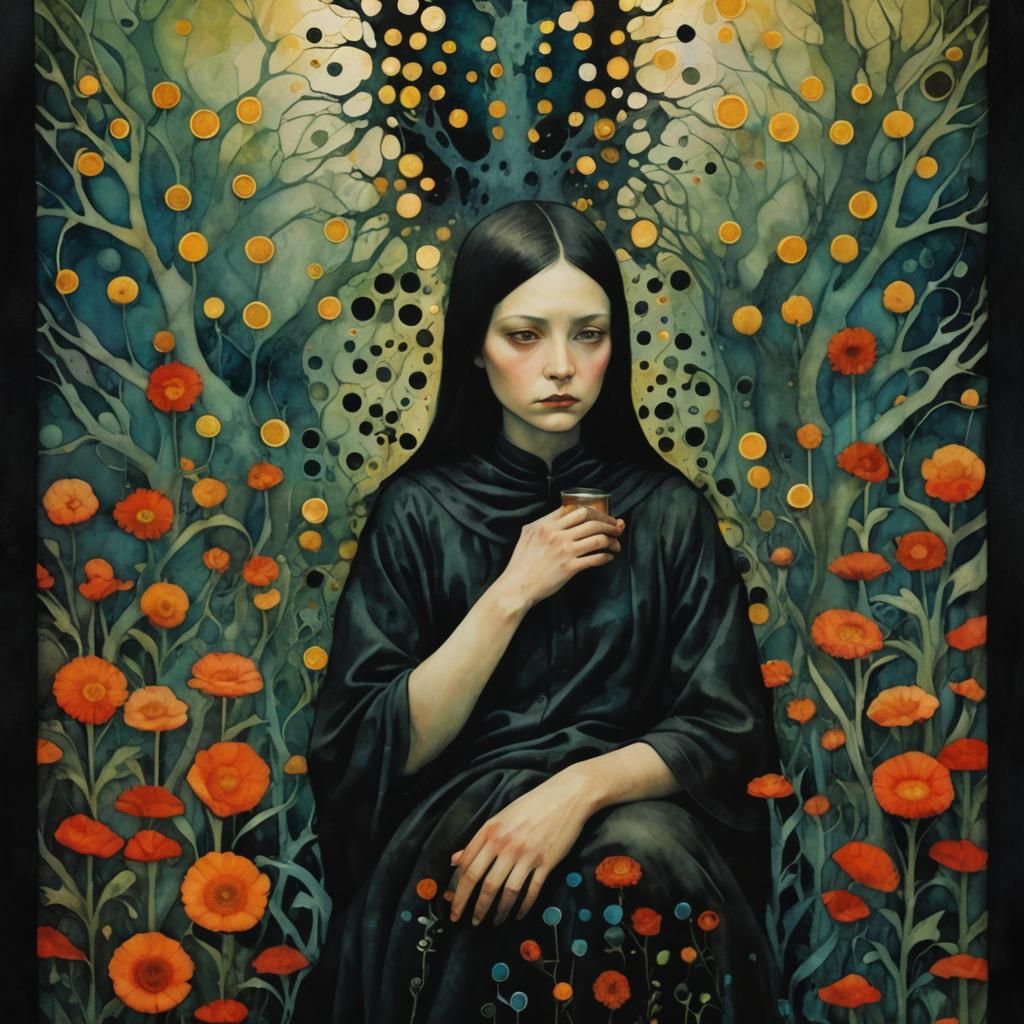 Surreal Inner Void Search in Alcohol Ink Style