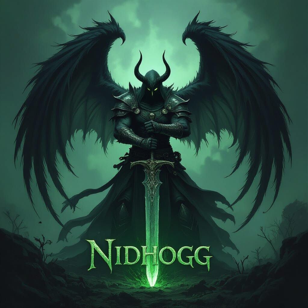 Nidhogg Grasping Sword with Dark Wings Logo