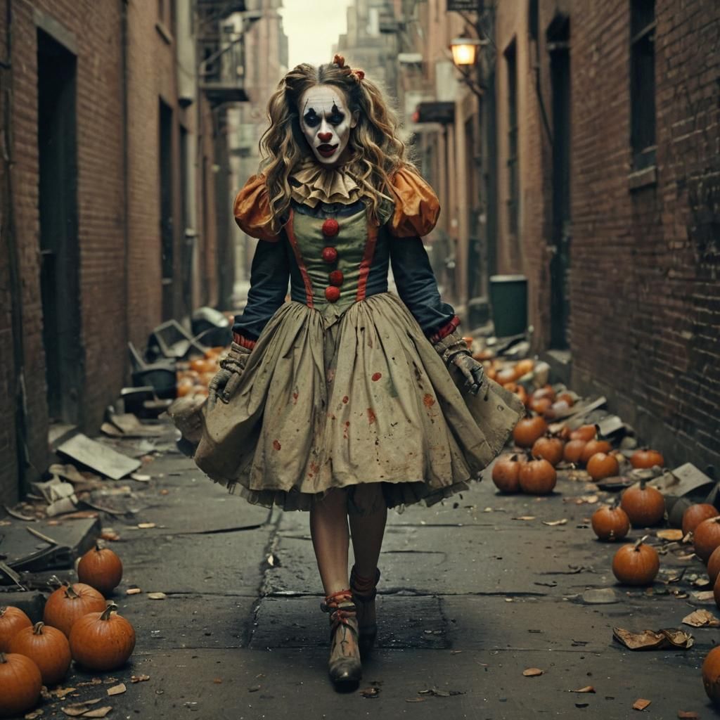 Halloween Clown in Gritty New York Alley