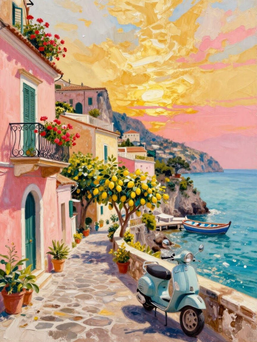 Amalfi Coast Charm: Cliffside Homes and Turquoise Sea