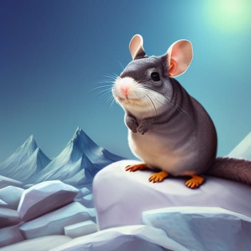 Chinchilla on Iceberg in Animated 3D Style