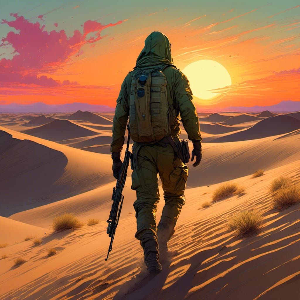 Hooded Desert Traveler in Sci-Fi Concept Art