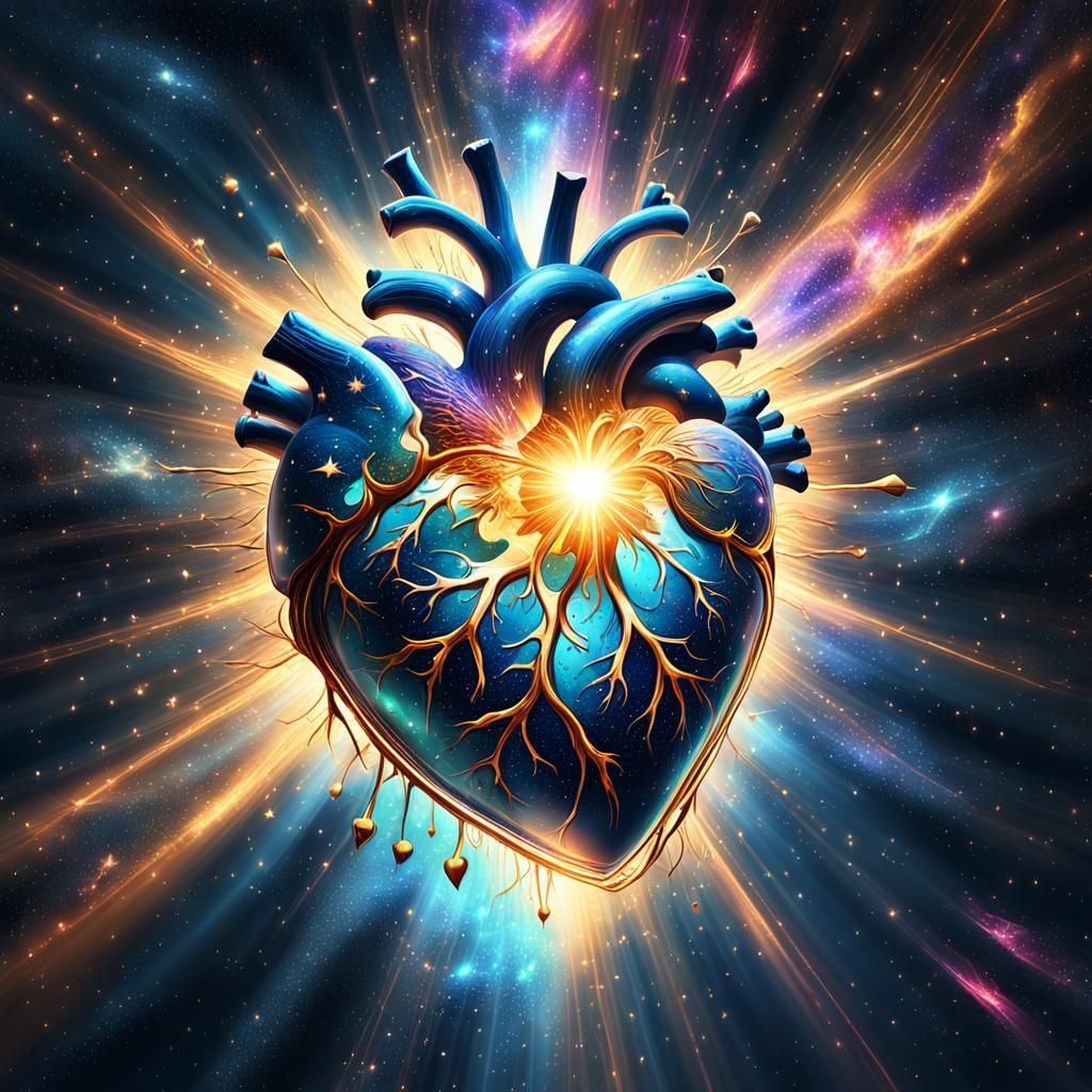 Radiant Heart Connects Stars in Cosmic Art