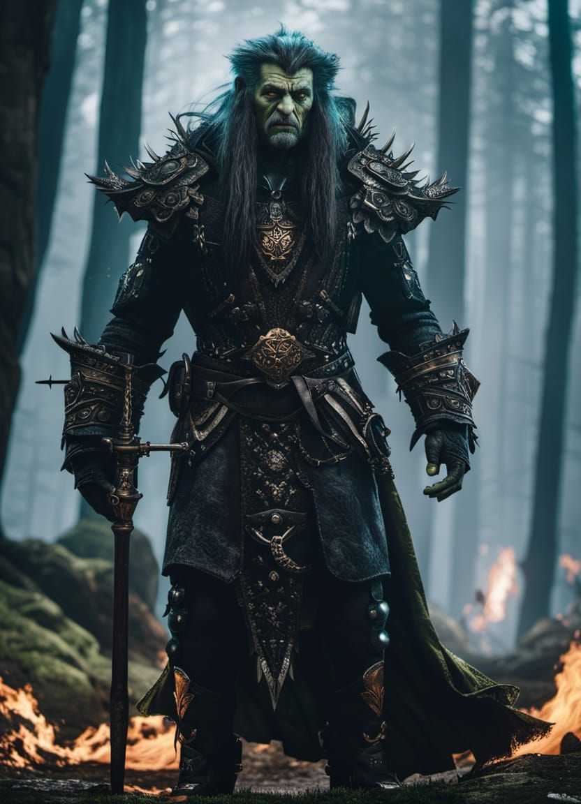 Epic Warlock Troll Portrait in Dark Fantasy Style