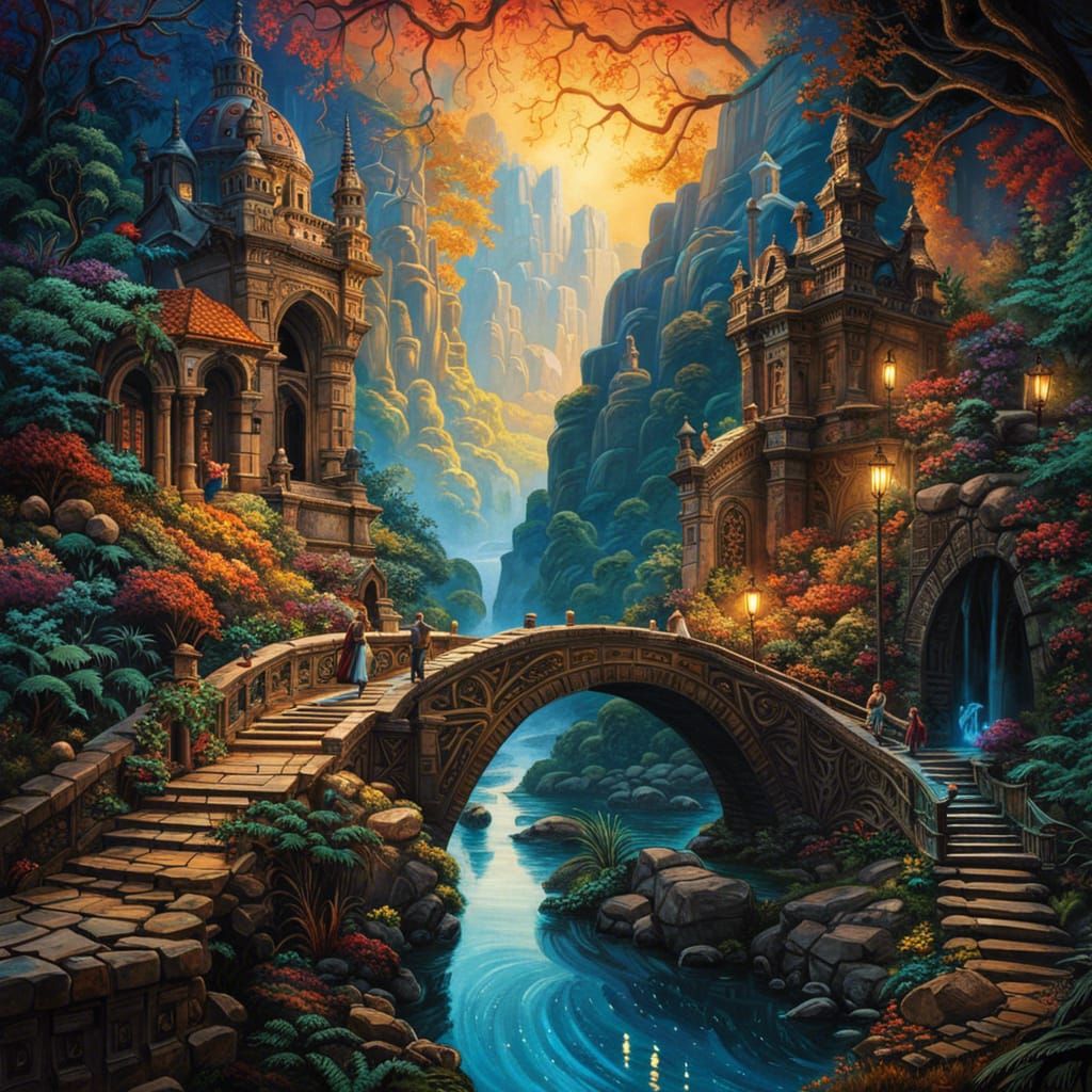 Fantastical Storybook Fairytale Bridge. 2