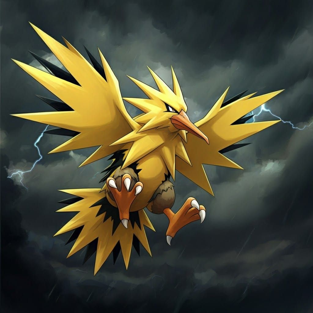 Zapdos Unleashes Stormy Power in Impressionistic Splendor