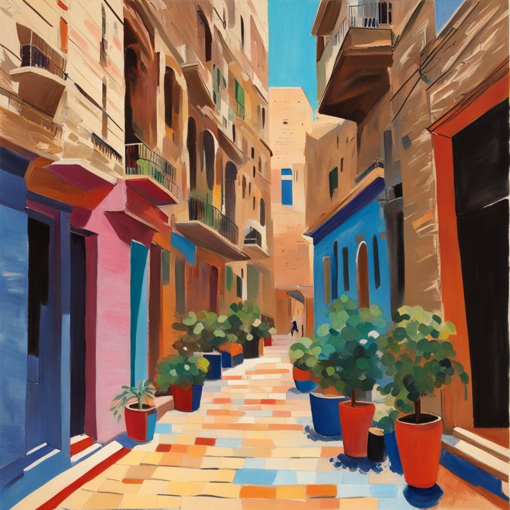 Sana'a Cityscape Inspired by 1960s Pop Art