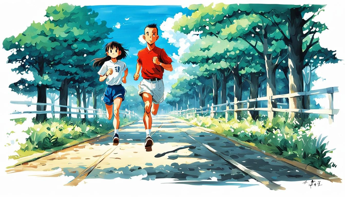 Forrest Gump Running: Anime-Inspired Art