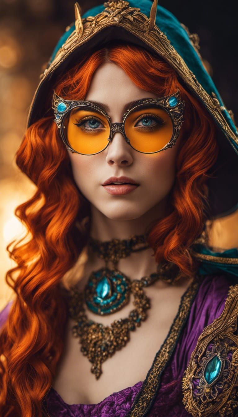 Enchantress Cosplay: Hyperrealistic Portrait of a Ginger Wom...