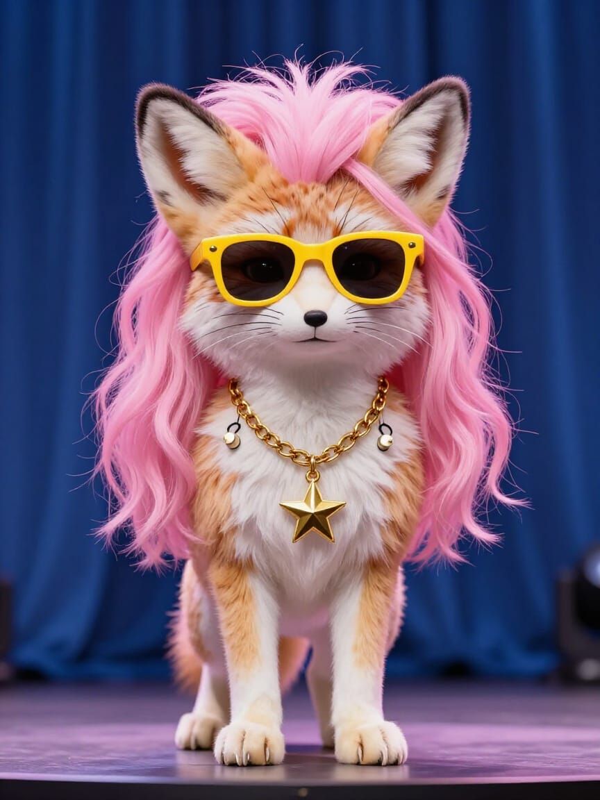 Punk Arctic Fox with Pink Hair on Stage