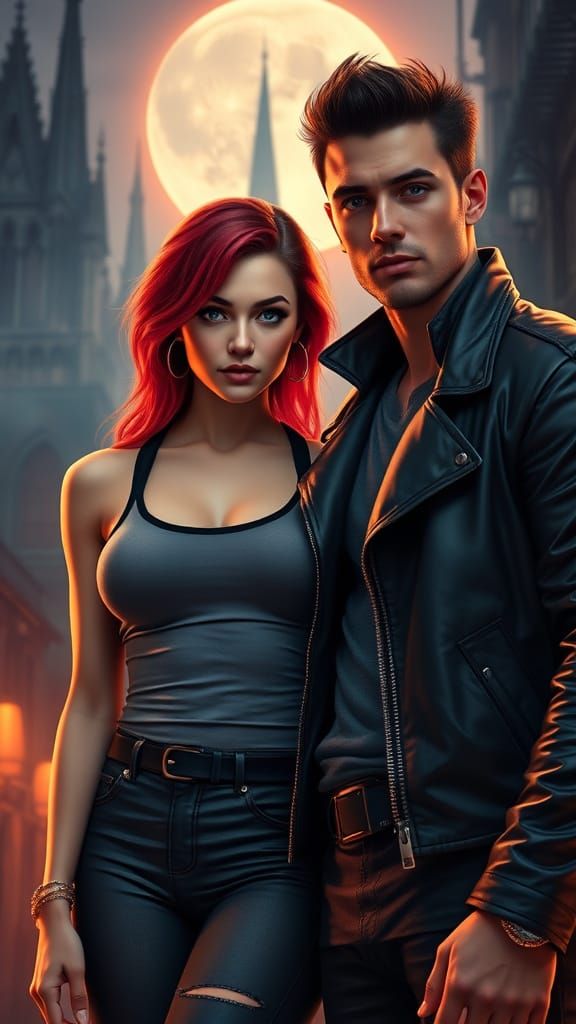 Cyberpunk Couple in Lunar Glow