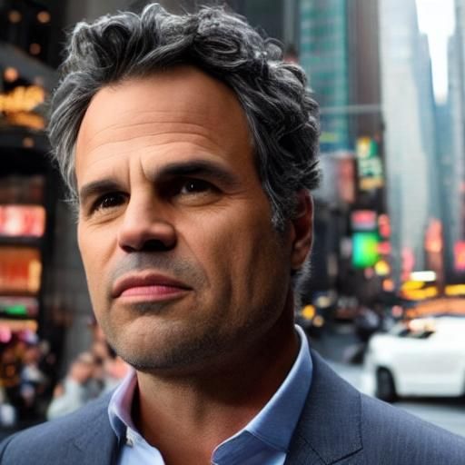 Mark Ruffalo Portrait in New York City, Hyperrealistic