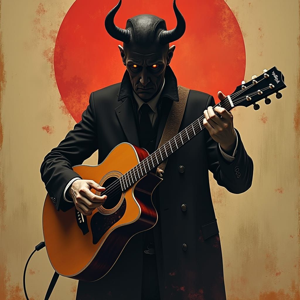 Sinister Blues Guitarist Illustration Inspired by Robert Joh...
