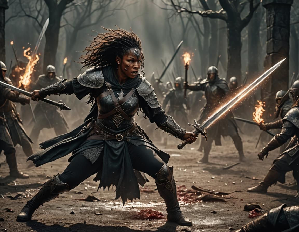 Warrior Woman in Battle