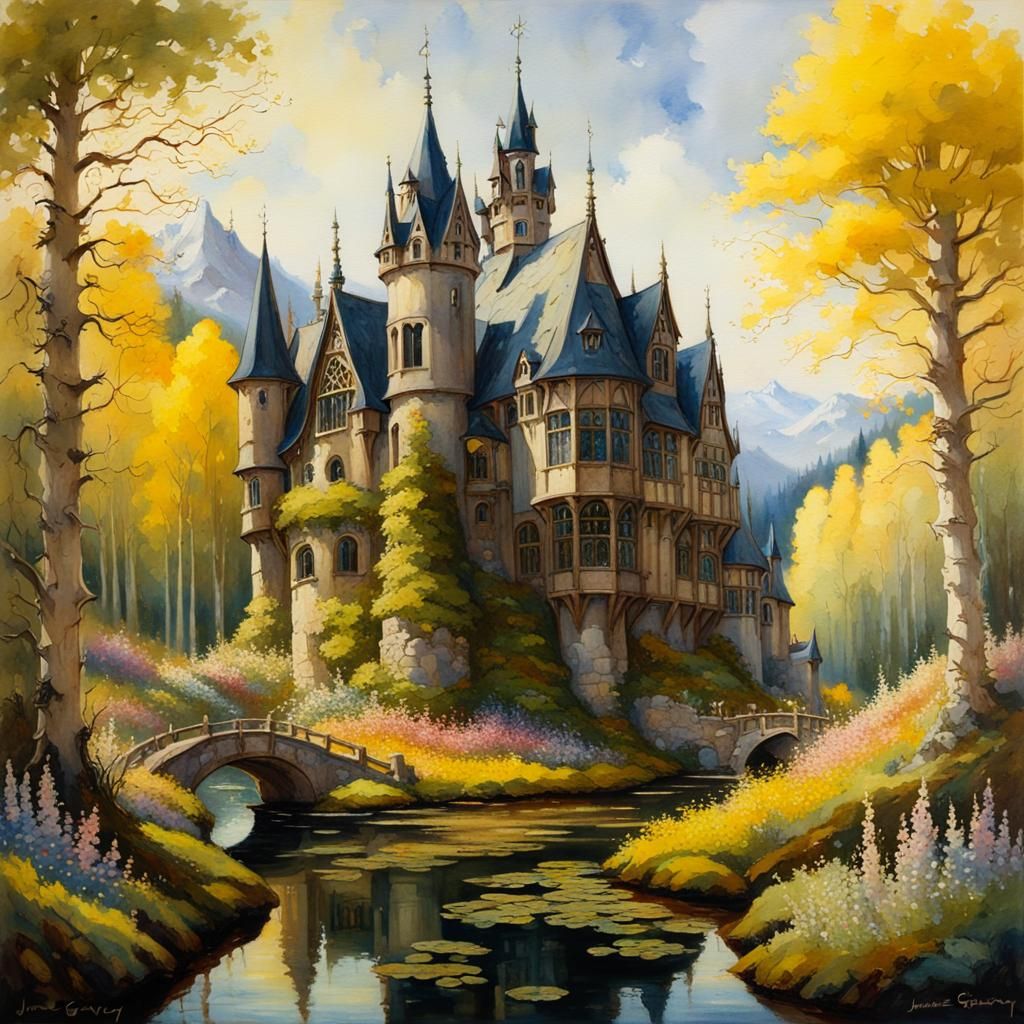 Fairytale German Castle in Golden Aspen Forest
