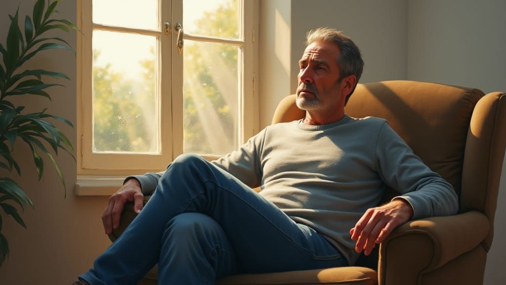 Man in Therapist's Office in Painterly Style